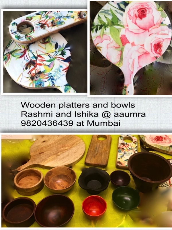 Wooden platters and bowls by Aaumra, Mumbai-9820436439