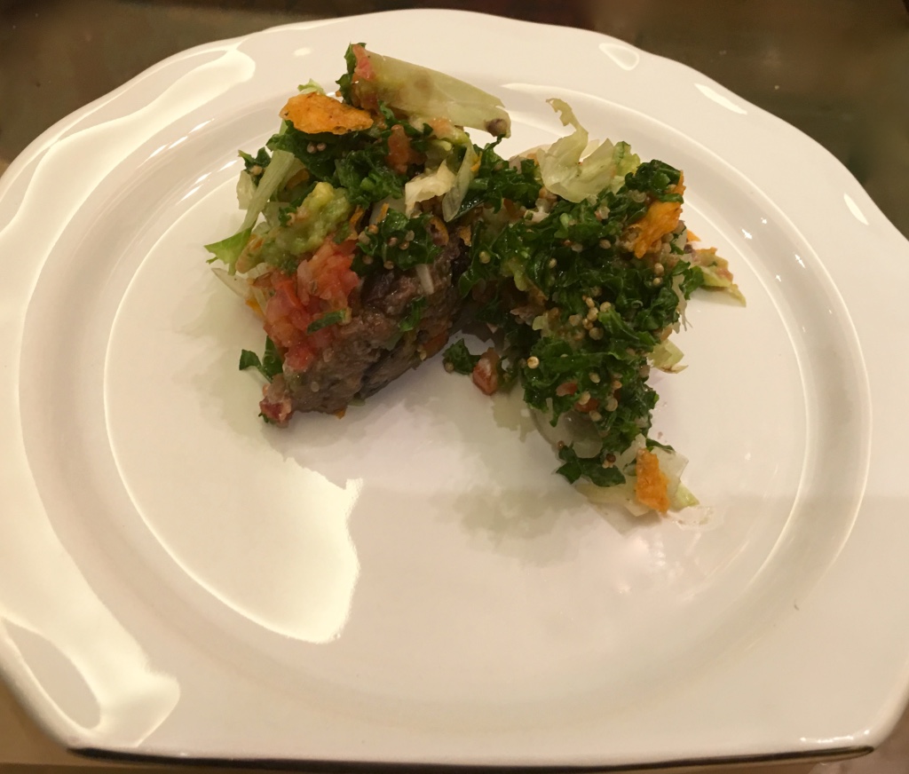 Black bean cutlet with Kale and Quinoa salad in Mexican style[152]