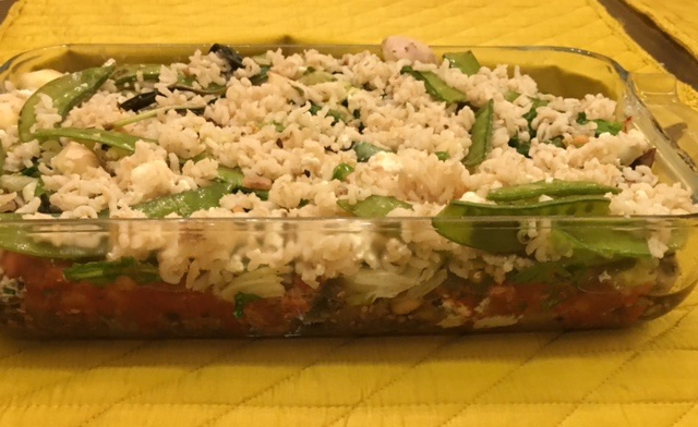 Six layered blackbean and rice salad [163]